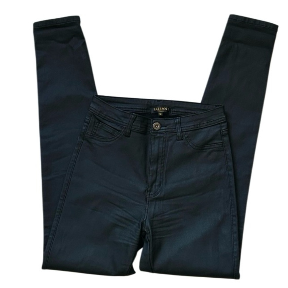 Valiant Paris Womans Premium Cotton Black Wax Skinny‎ Jean Sz M